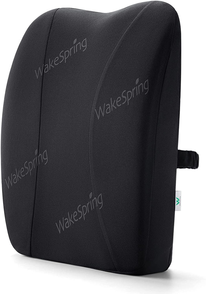 WakeSpring Rückenkissen, Lendenkissen Memory Foam mit waschbarem Kissenbezug und verstellbarem Riemen für Bürostuhl, Gaming Stuhl, Auto, Sofa